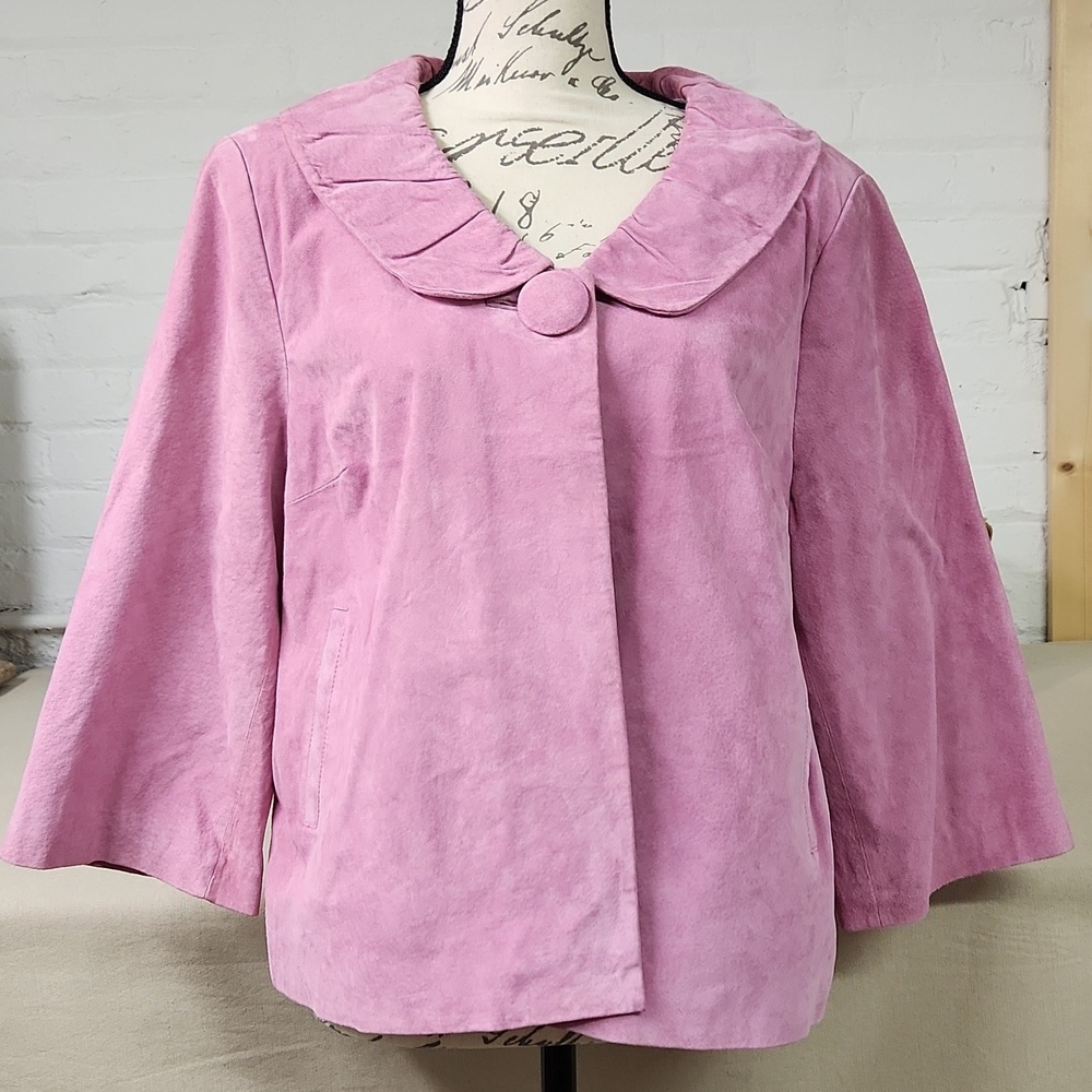 Y2K Pink Leather/ Suade Jacket Size Large Barbiecore